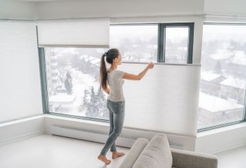 Detail of Cordless Cellular Shades, providing blackout and privacy features for windows.